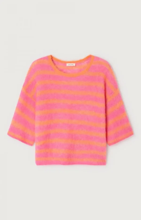 American Vintage Jumper Nenybay  Fluo Orange Stribed Hibiscus