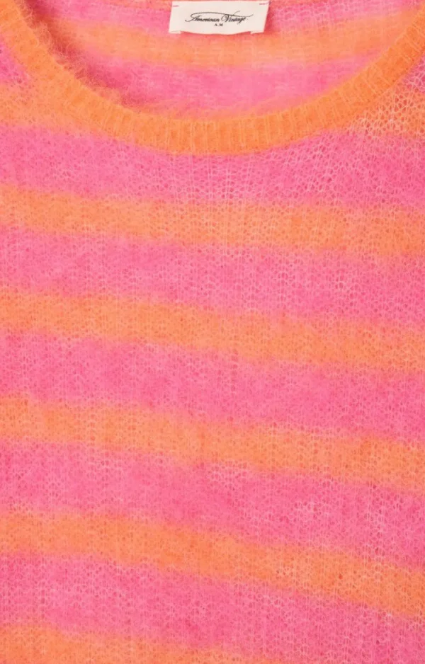 American Vintage Jumper Nenybay  Fluo Orange Stribed Hibiscus