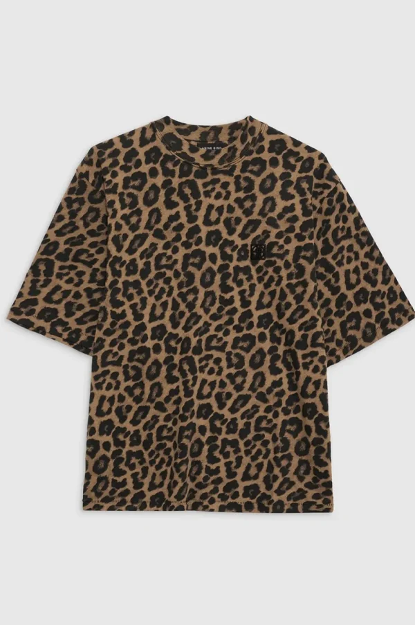 Anine Bing Avi Tee Black and Brown Leopard