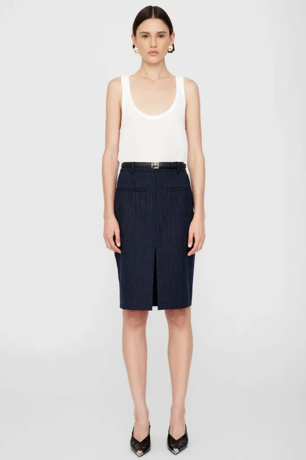 Anine Bing Kora Skirt Navy Pinstripe