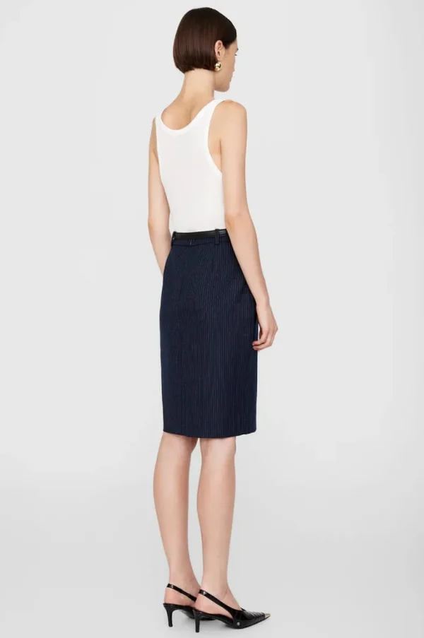 Anine Bing Kora Skirt Navy Pinstripe