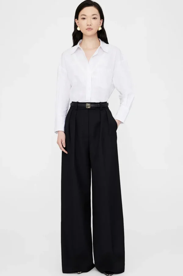 Anine Bing Mika Shirt White and Black Stripe