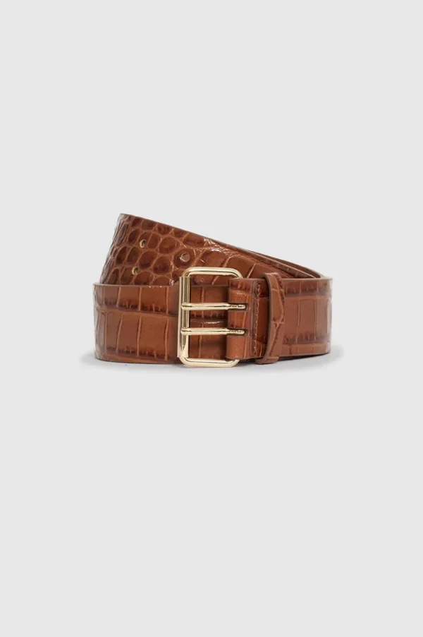 Anine Bing Mila Belt Embossed Brown