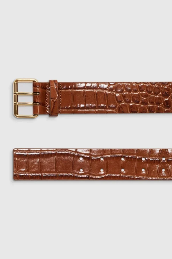 Anine Bing Mila Belt Embossed Brown