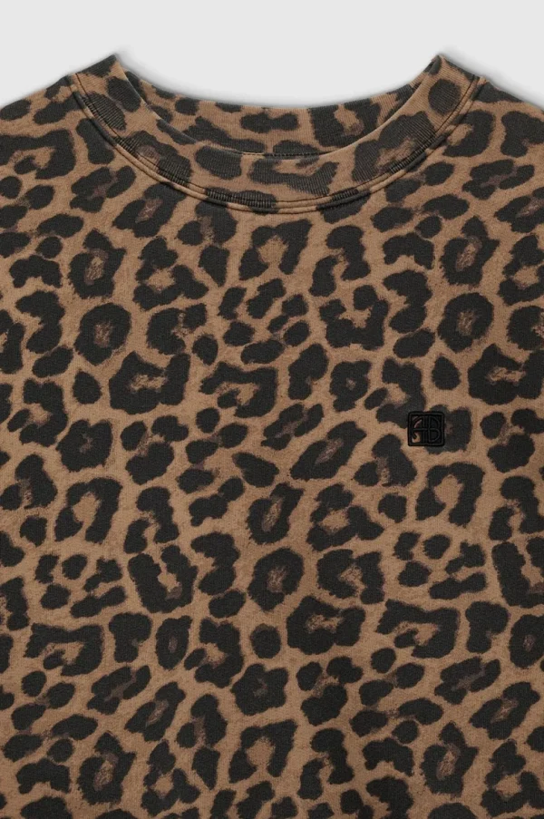 Anine Bing Miles Sweatshirt Black and Brown Leopard
