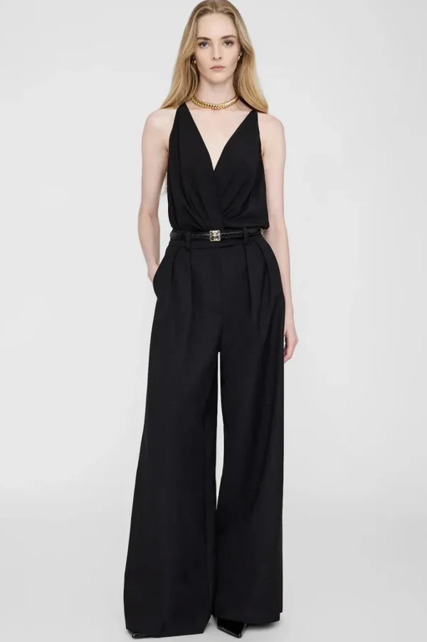 Anine Bing Monigram Belt Black Embossed