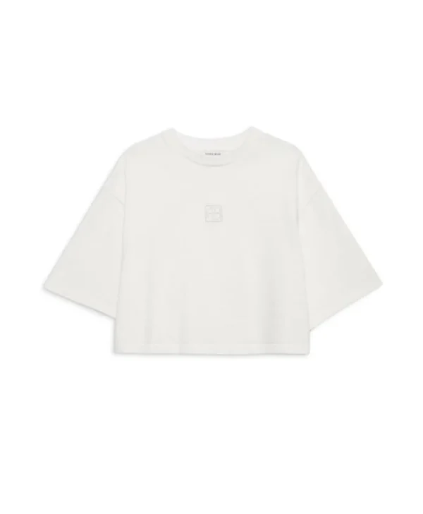 Anine Bing Myers Cropped Tee Framed Momogram Ivory