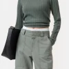 CLOSED CREW NECK IN WOOL-SILK BLEND FADED GREEN