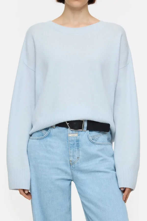 Closed Crew Neck Wide Sleeve Light Blue Sky