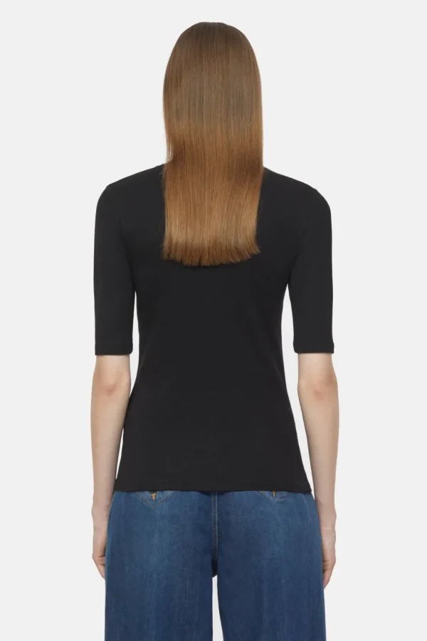 Closed Crewneck Shortsleeve Cotton and Modal T-shirt Black