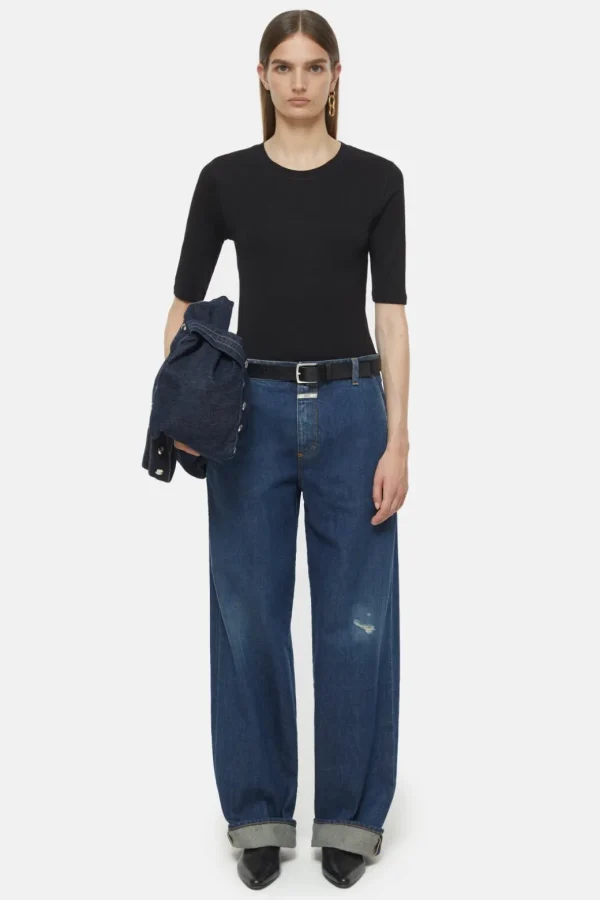 Closed Crewneck Shortsleeve Cotton and Modal T-shirt Black