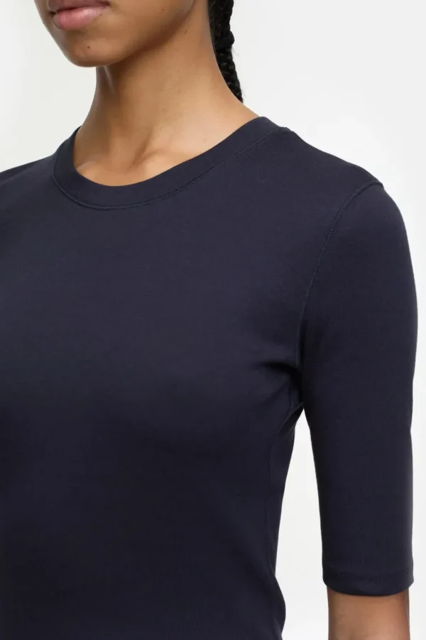 Closed Crewneck Shotsleeve Cotton and Modal T-shirt Navy