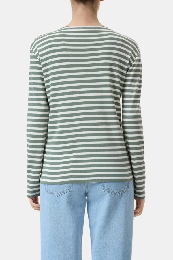 Closed  Long-Sleeved T-Shirt Stripes Faded Green