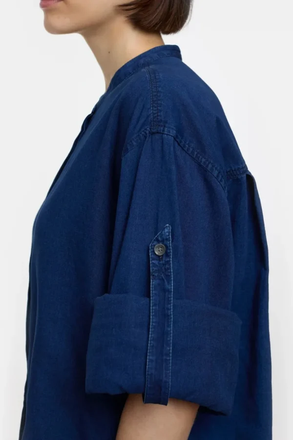CLOSED TURN UP SHIRT NDIGO DARK BLUE