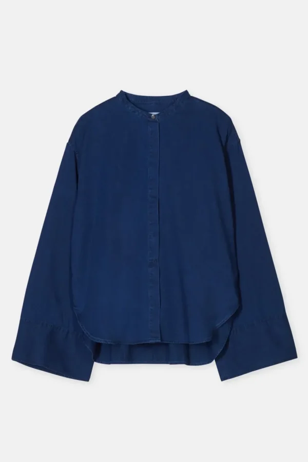 CLOSED TURN UP SHIRT NDIGO DARK BLUE