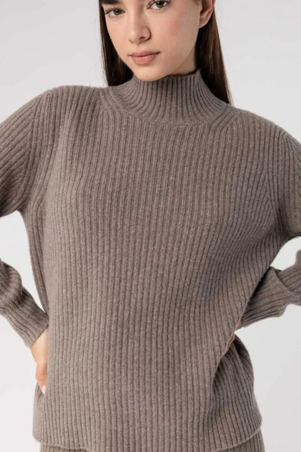 Drumohr Ribbed Mock Neck Sweater