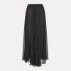 FORTE_FORTE LONG SKIRT IN SILK CHIFFON BLACK