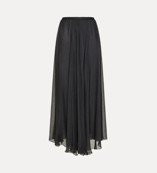 FORTE_FORTE LONG SKIRT IN SILK CHIFFON BLACK