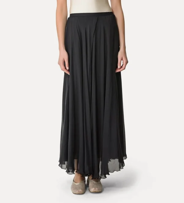 FORTE_FORTE LONG SKIRT IN SILK CHIFFON BLACK