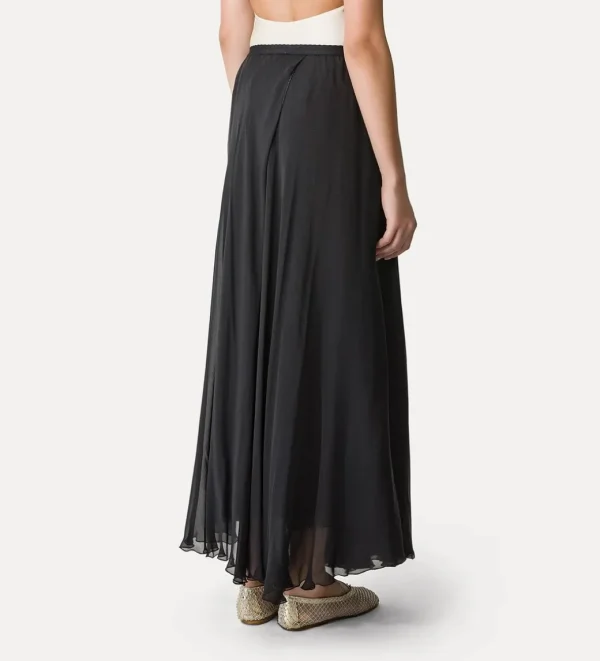 FORTE_FORTE LONG SKIRT IN SILK CHIFFON BLACK