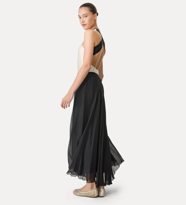 FORTE_FORTE LONG SKIRT IN SILK CHIFFON BLACK