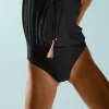 HANNE BLOCH BLACK SQUARE SILK BANDEAU SWIMSUIT