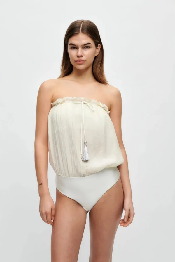 HANNE BLOCH IVORY BANDEAU SILKE BADEDRAGT