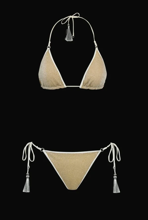 HANNE BLOCH IVORY GLITTER TRIANGLE BIKINI