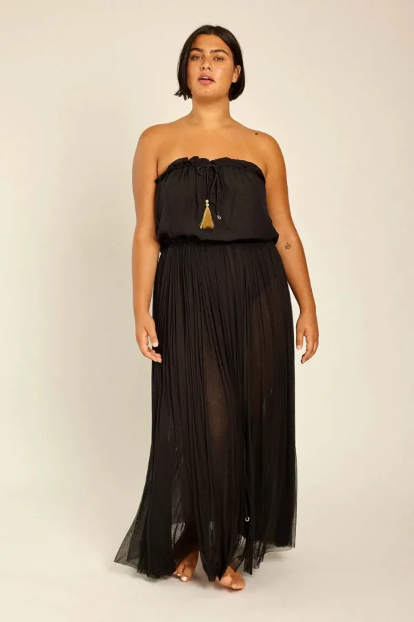 Hanne Bloch Silk Tulle Long Skirt Black