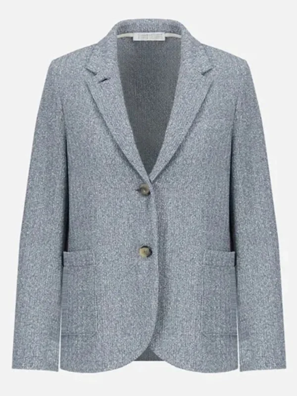 Harris Wharf Stand Up Collar Blazer Bicolour Frisé Denim