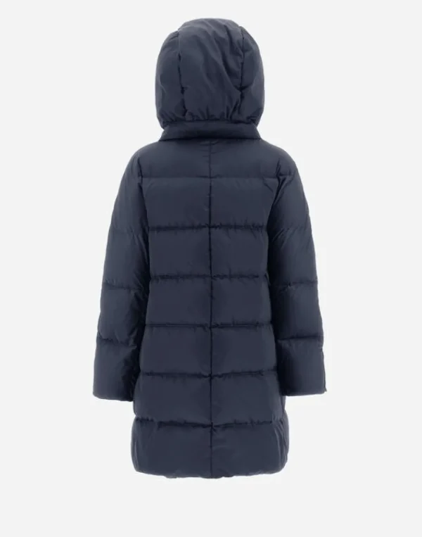 Herno Hooded Satin A-Shape Jacket New Blue