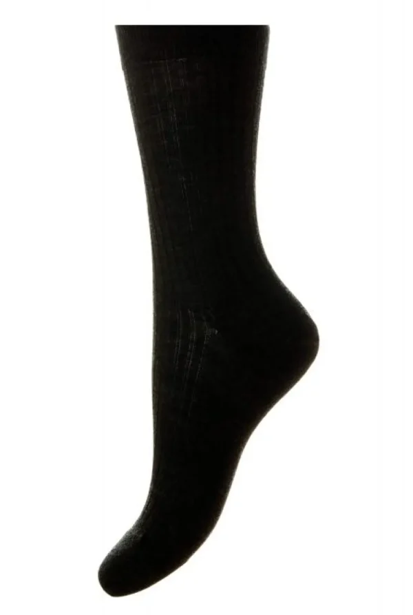 Pantherella Rose Rib Sock Merino Wool Black