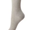 Pantherella Tabitha Rib Cashmere Socks Light Grey