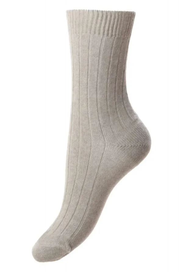 Pantherella Tabitha Rib Cashmere Socks Light Grey