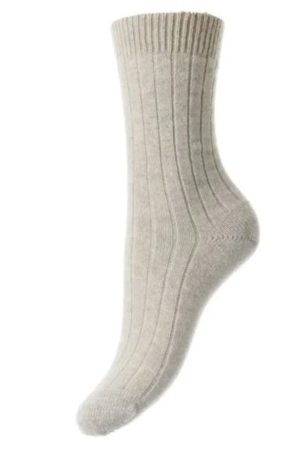 Pantherella Tabitha Rib Cashmere Socks Natural