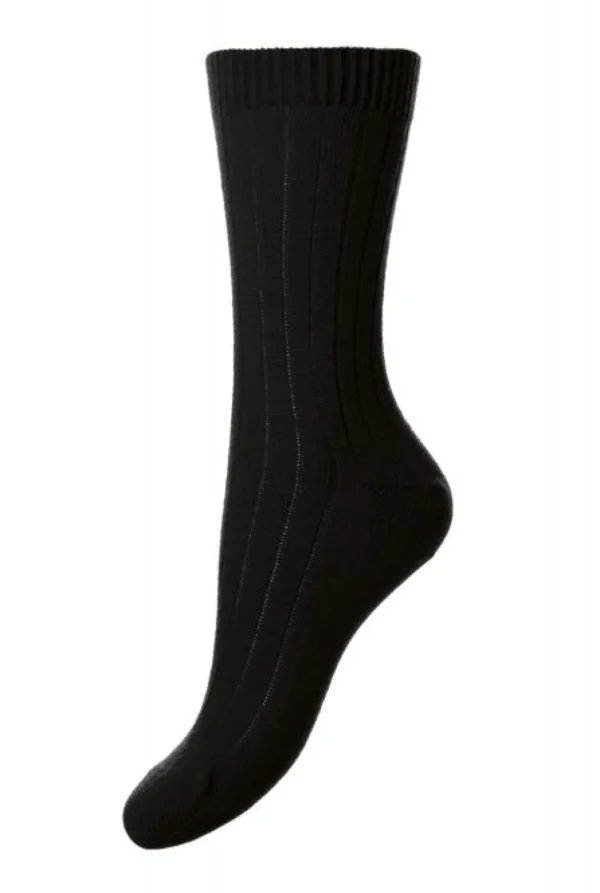 Pantherella Tabitha Rib Cashmere Socks Black