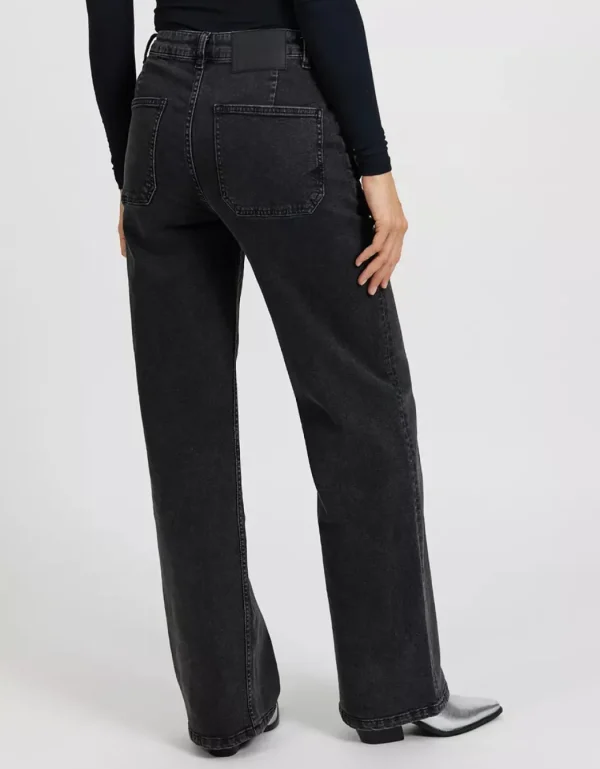 Reiko Wide Denim Pom Black