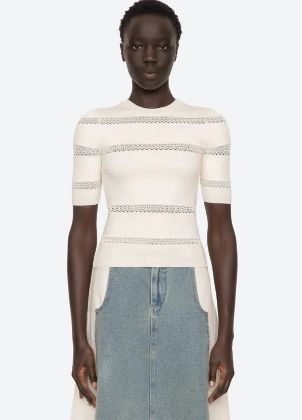 Sea New York Devon Knit Tee Cream