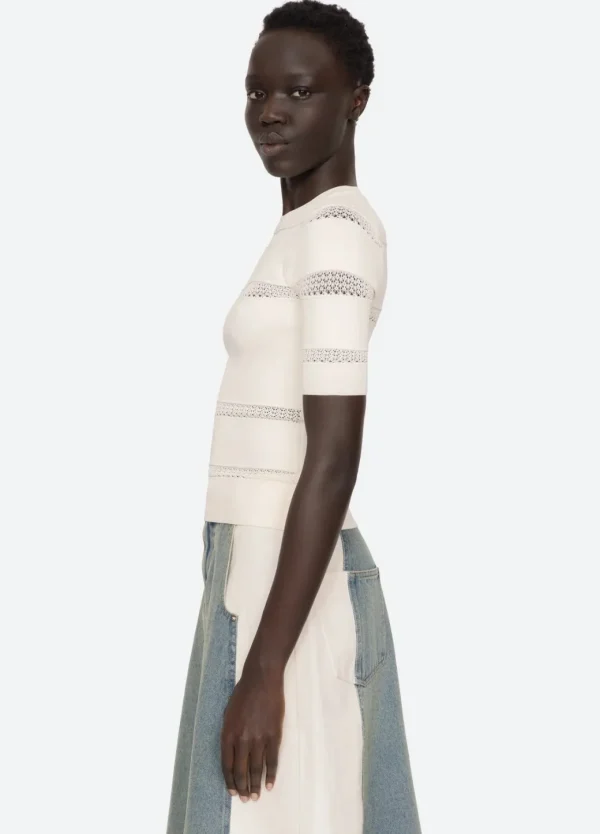 Sea New York Devon Knit Tee Cream