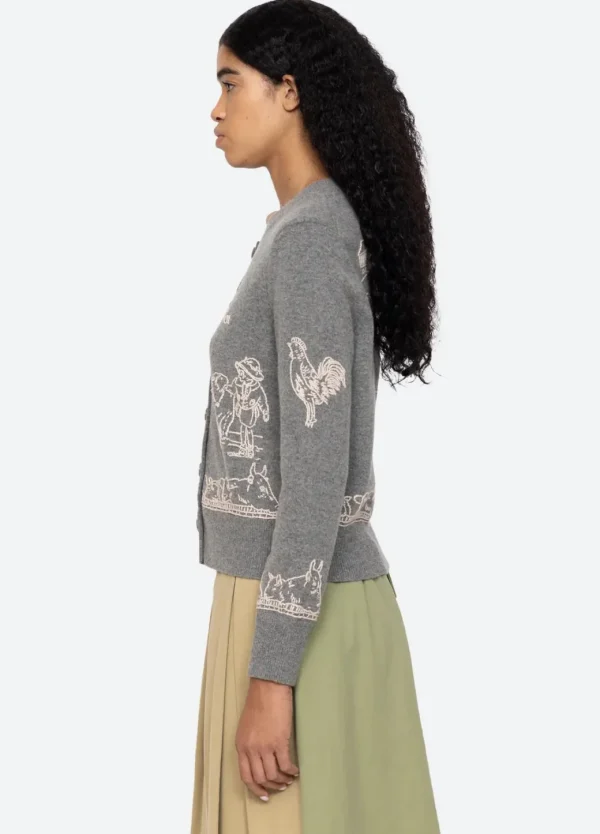 Sea New York Edin Farm Embroidery Cardigan Grey