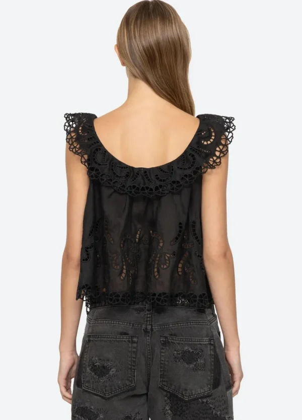 Sea New York Marja Embroidery Flutter Tank Black