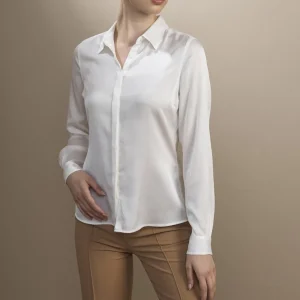 Stenströms Susan Silk Stretch Shirt Off-White